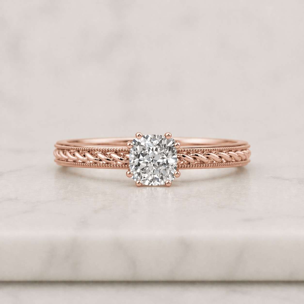 vintage diamond engagement ring, round cut, 14k gold, solitaire bridal ring
