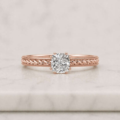 Vintage Diamond Engagement Ring, Round Cut, 14k Gold, Solitaire Bridal Ring
