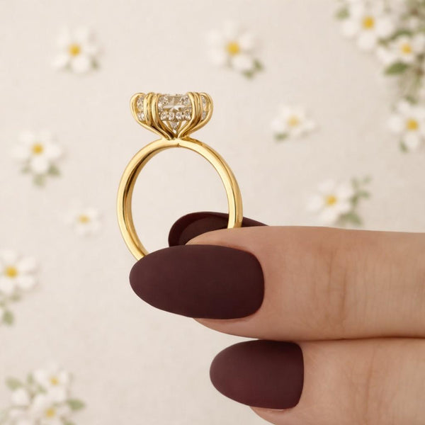 yellow ring prong setting hidden halo ring large stone ring crystal ring shiny ring promise ring handmade ring unique ring polished ring dainty ring simple ring daily ring wedding ring