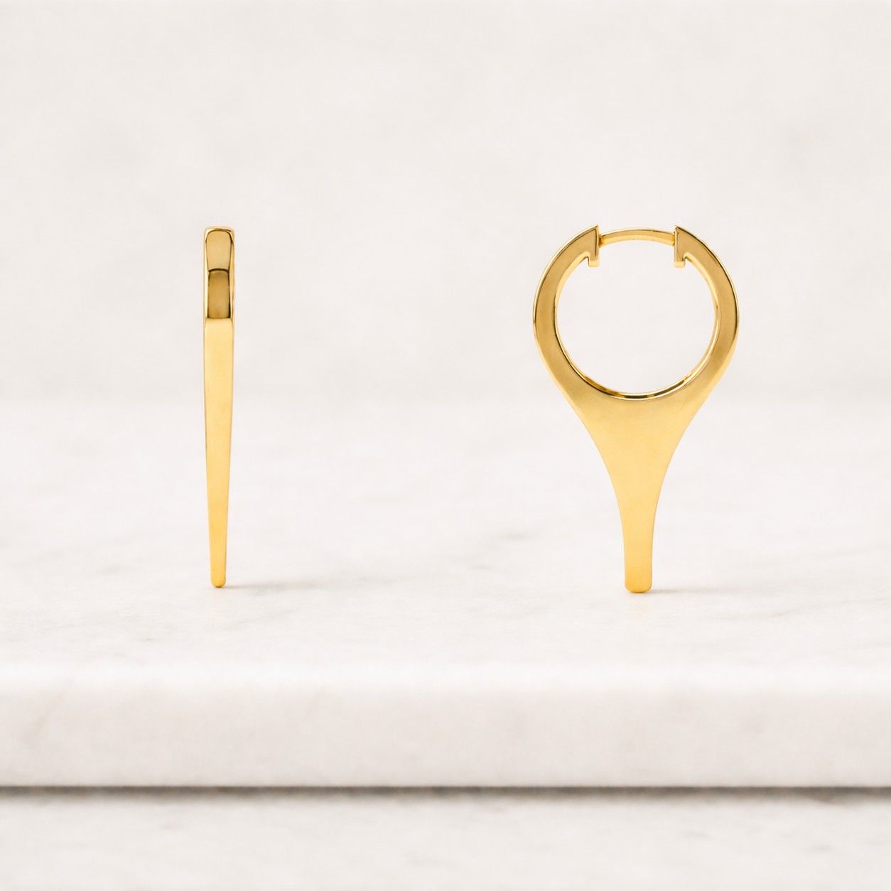 long spike earrings gold, dangle spike huggie earrings 14k gold 925 silver, huggie hoop earrings with spike charm, gothic jewelry gift