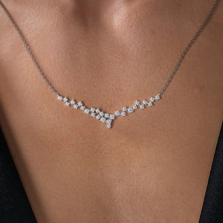 Diamond Necklace, Delicate And Sparkles Beautiful Jewelry